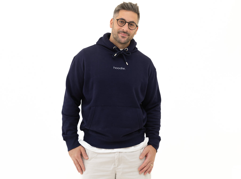 simple. hoodie. waffle. oxford-navy.