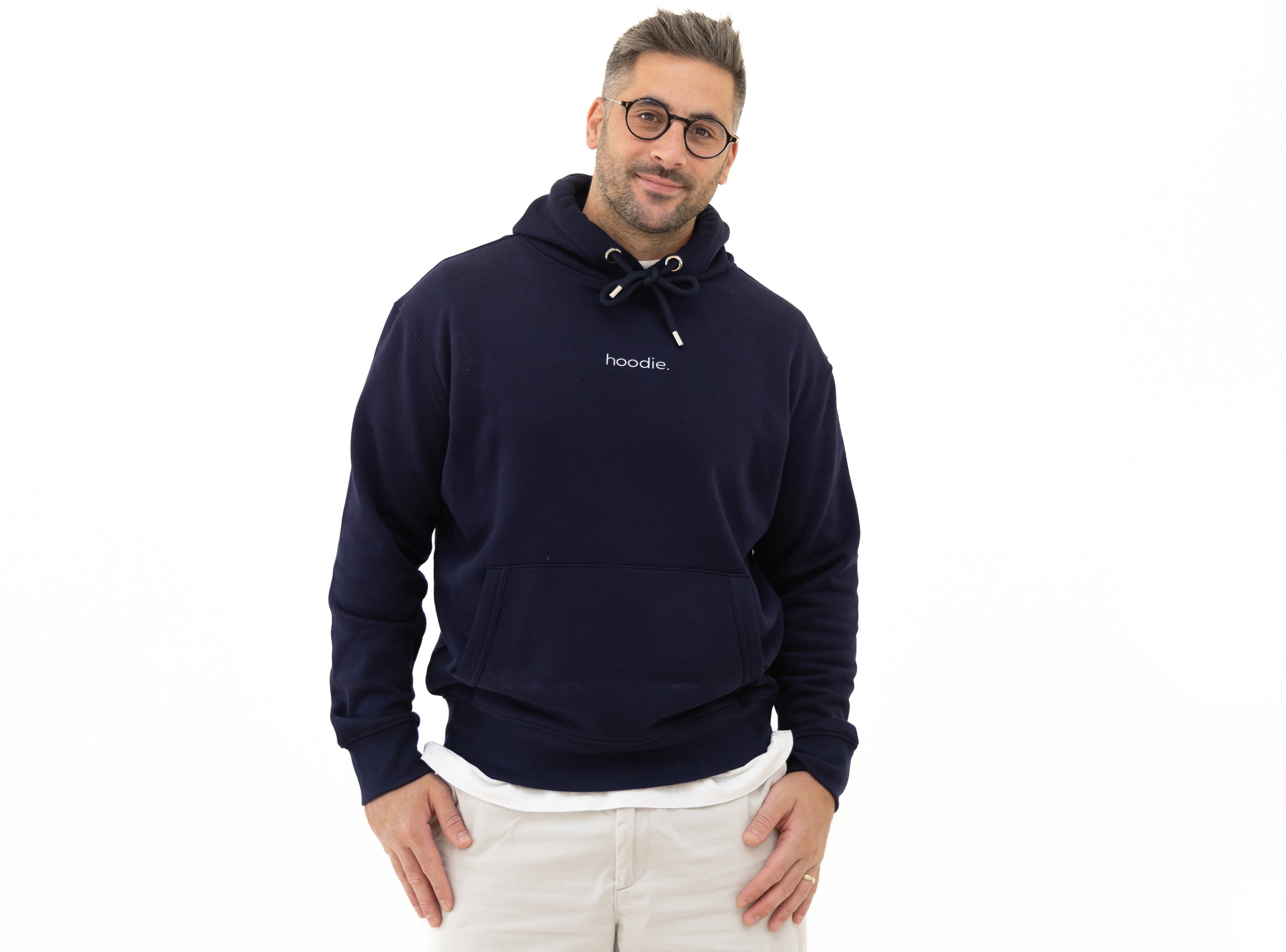 simple. hoodie. waffle. oxford-navy.