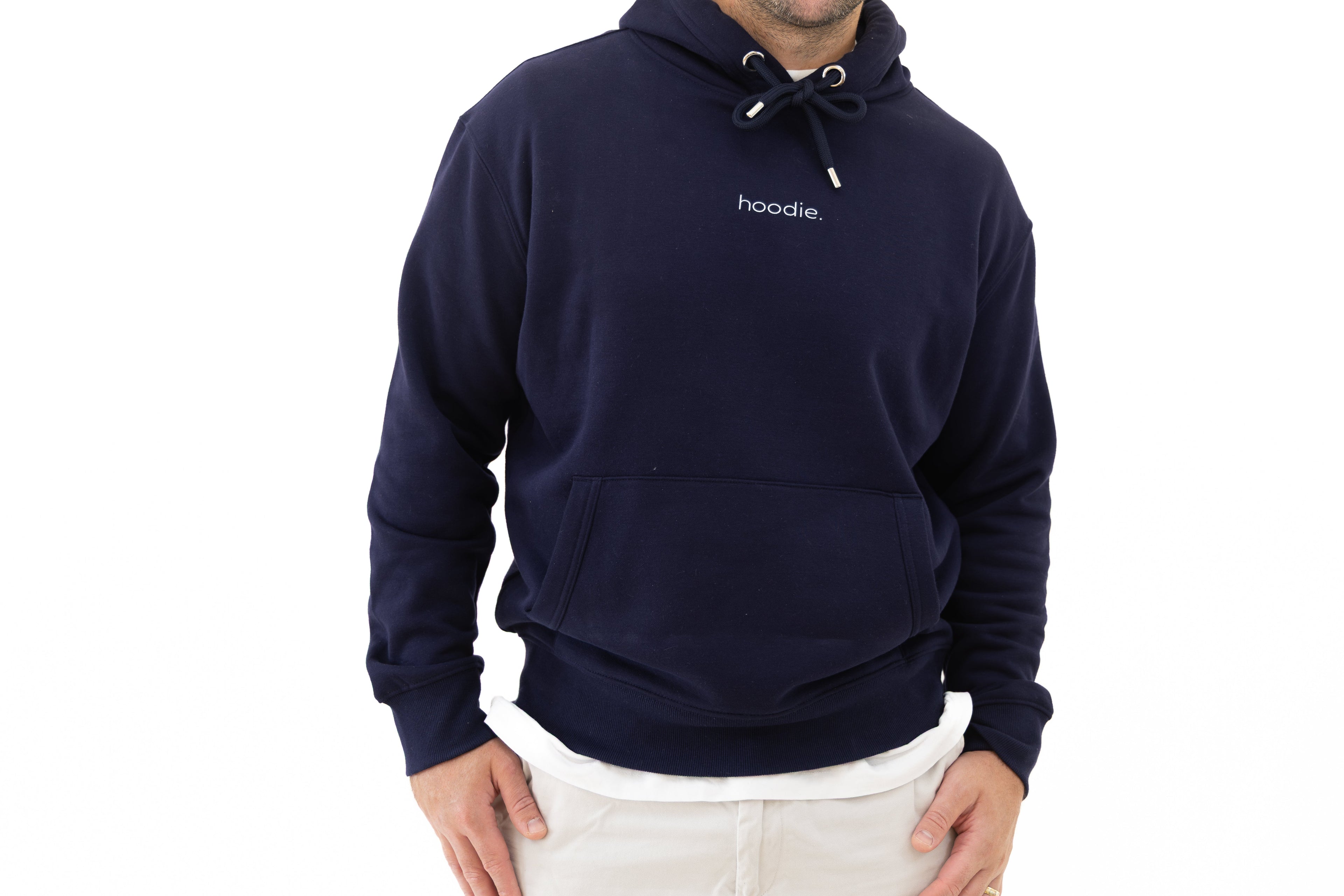 simple. hoodie. waffle. oxford-navy.