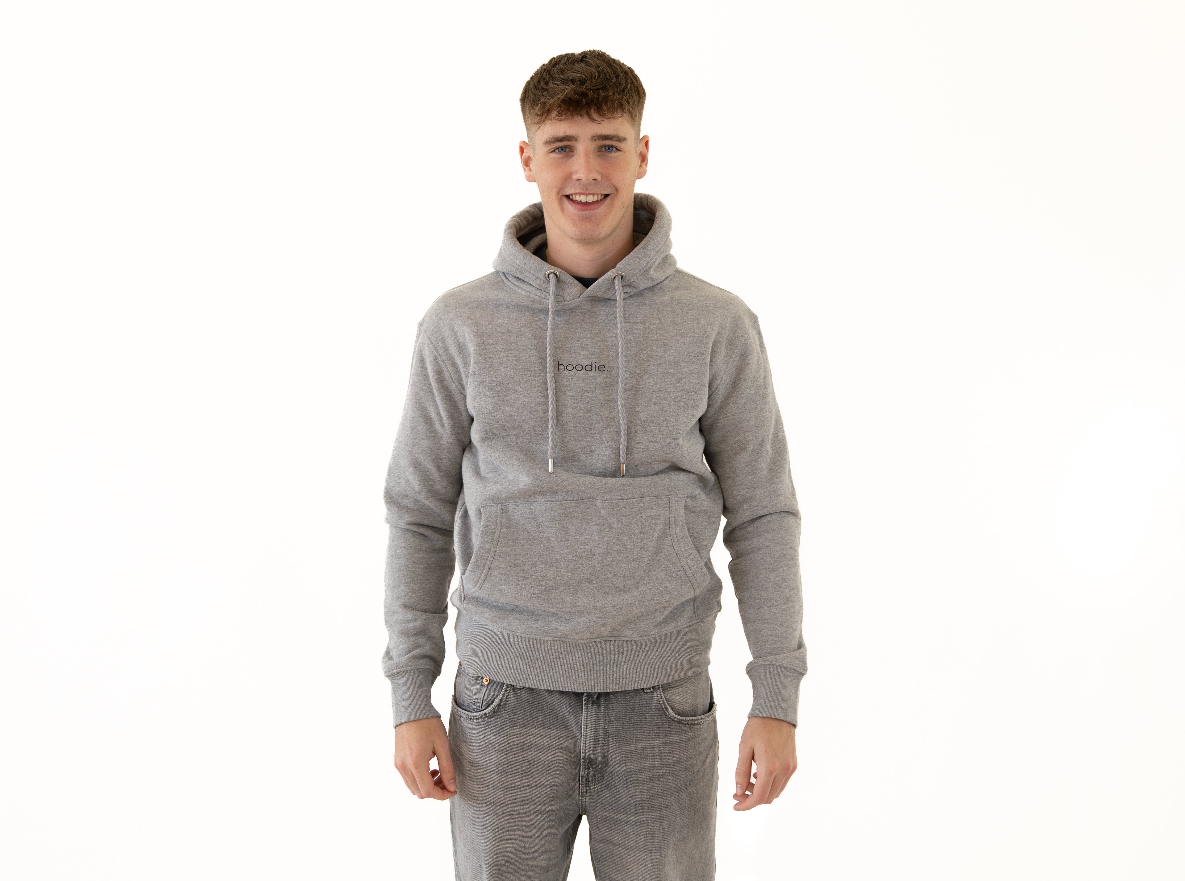 simple. hoodie. waffle. grey-marl.