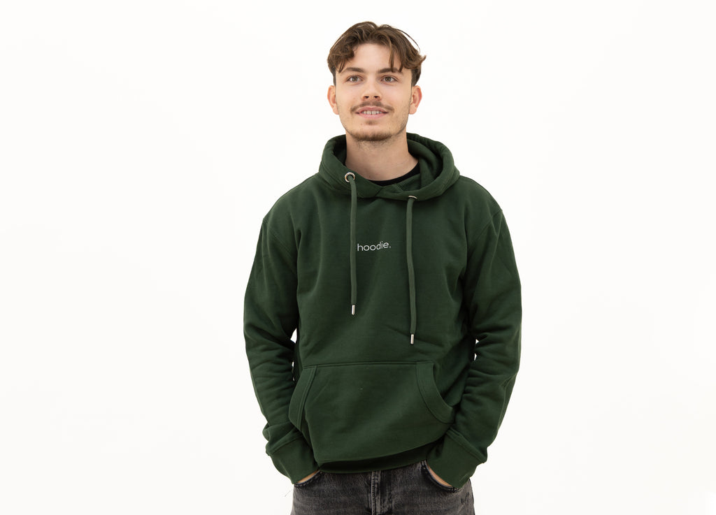 simple. hoodie. waffle. forest-green.