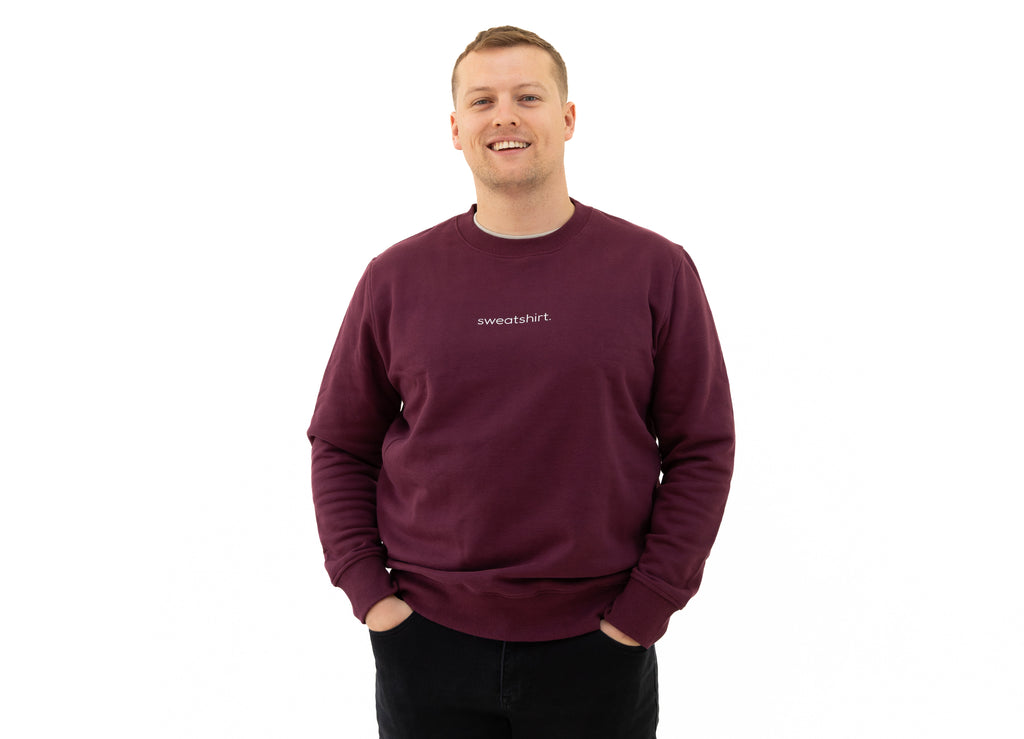simple. sweatshirt. snug. zinfandel.