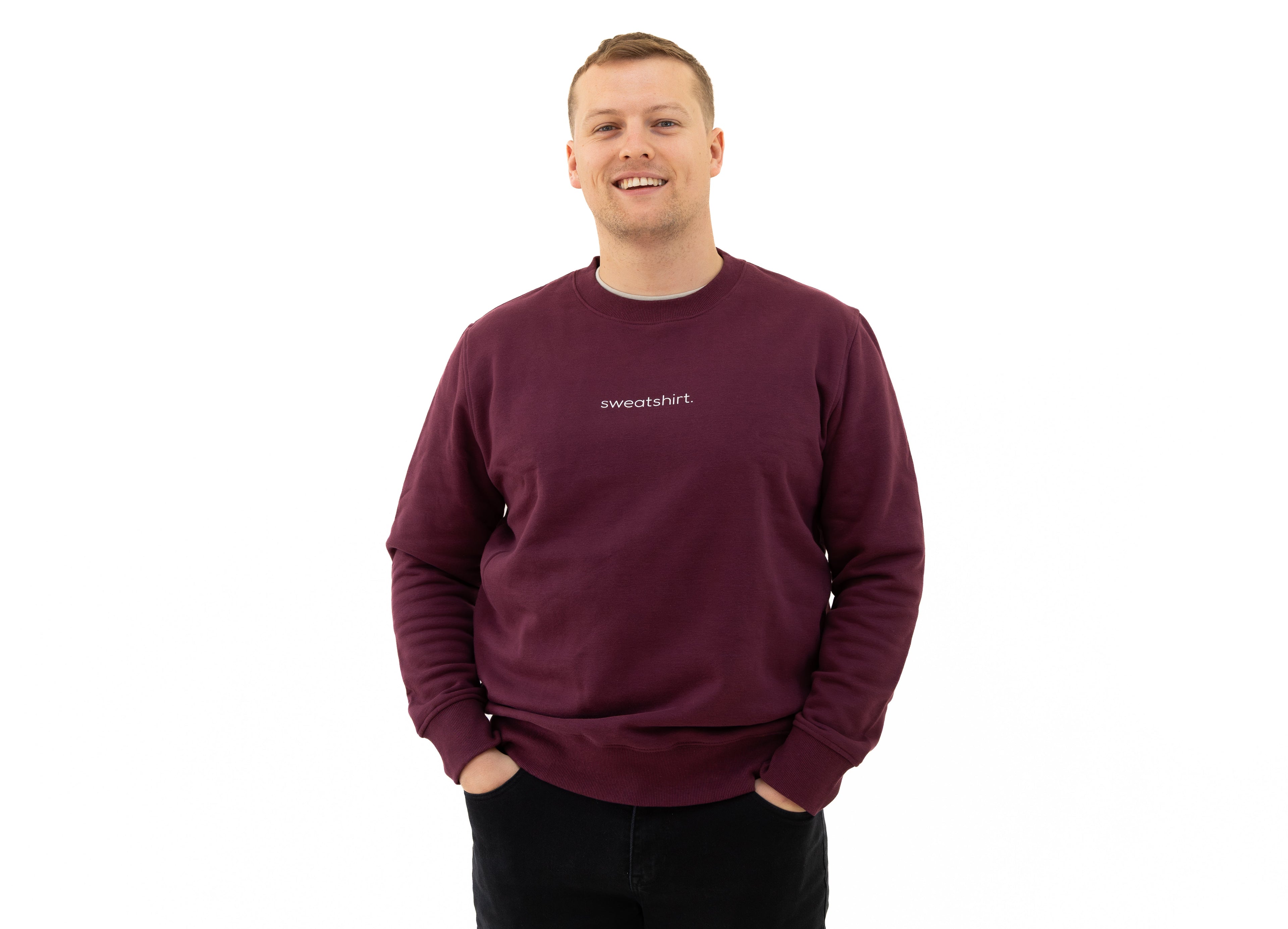 simple. sweatshirt. snug. zinfandel.