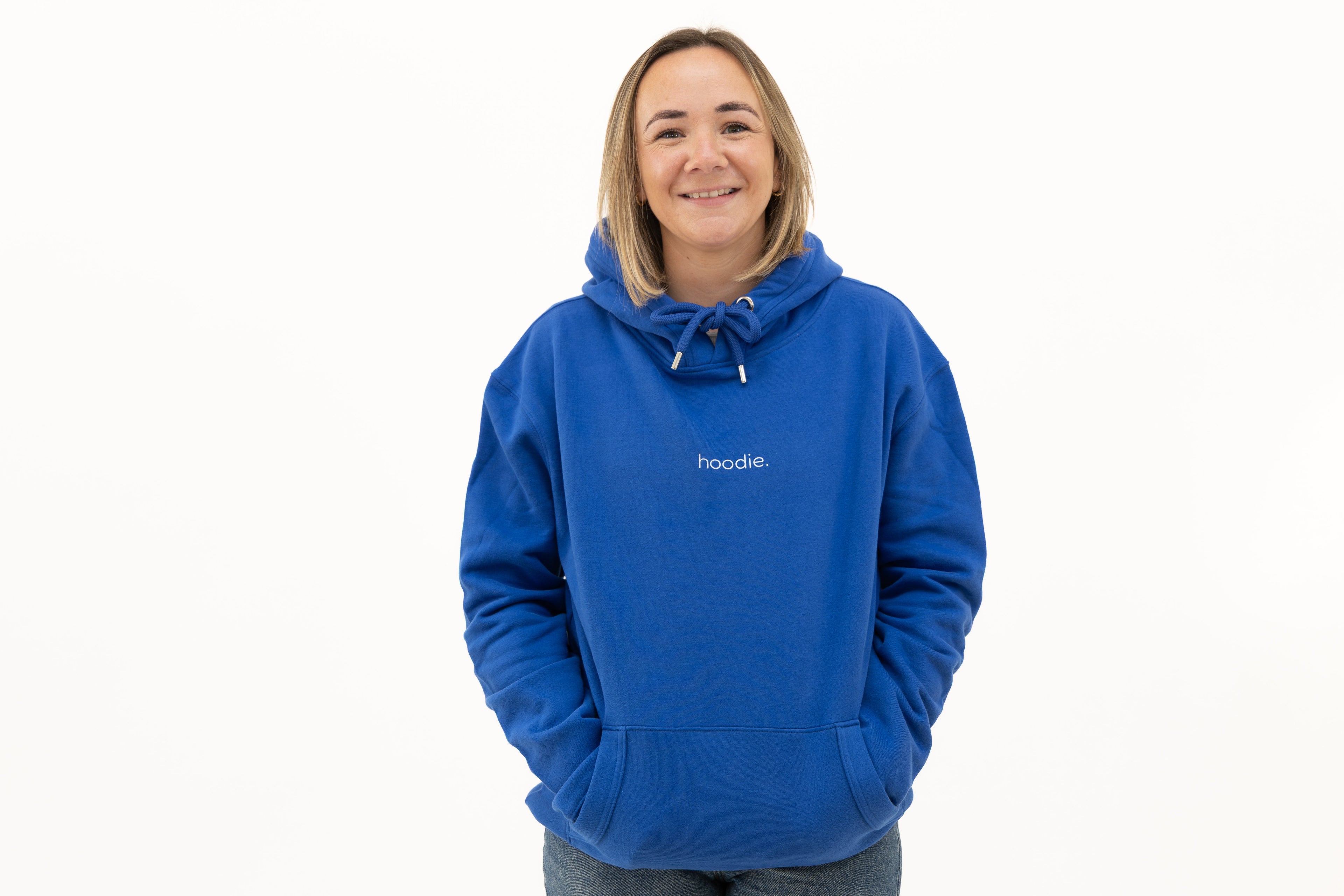 simple. hoodie. waffle. royal.