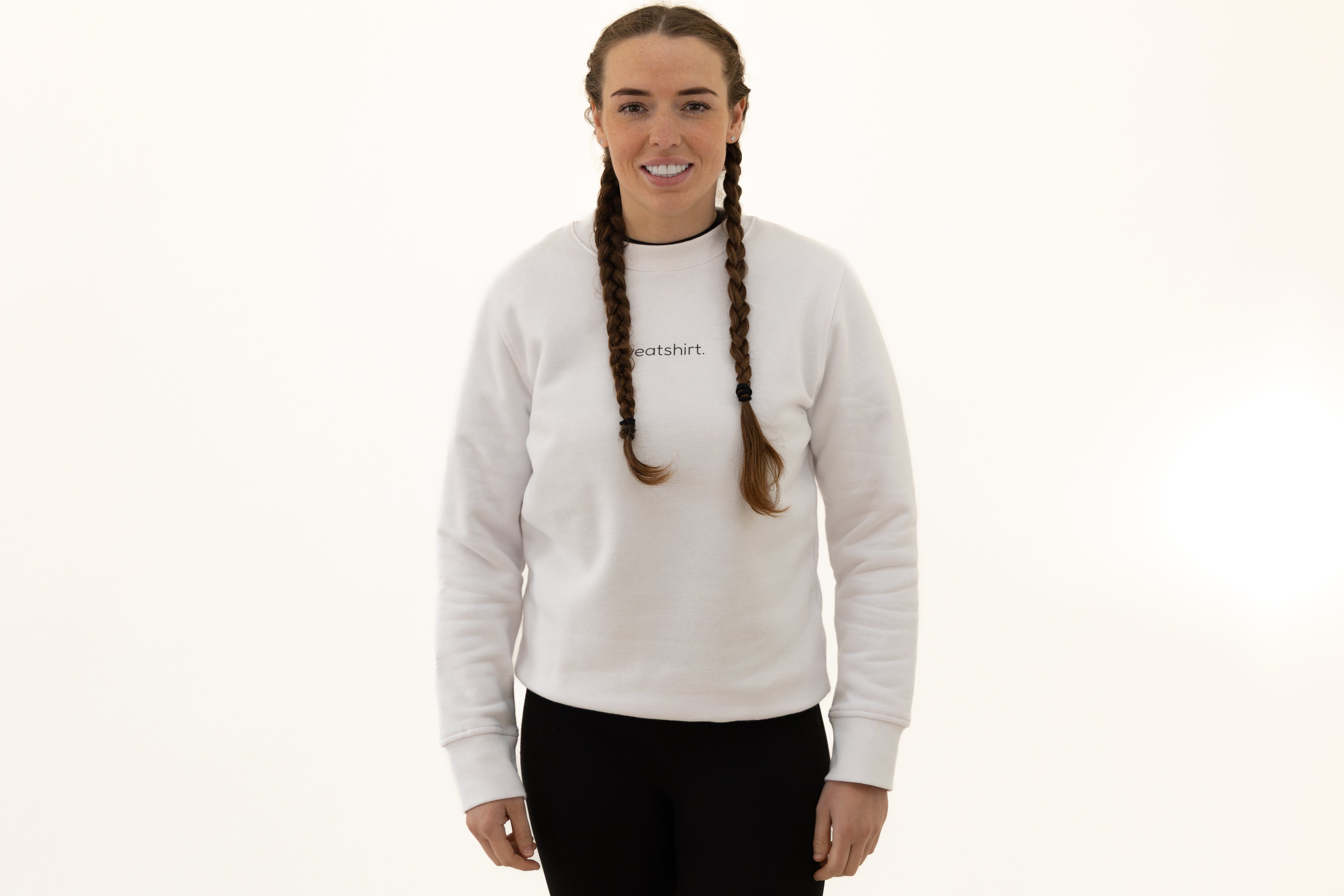 simple. sweatshirt. snug. white.