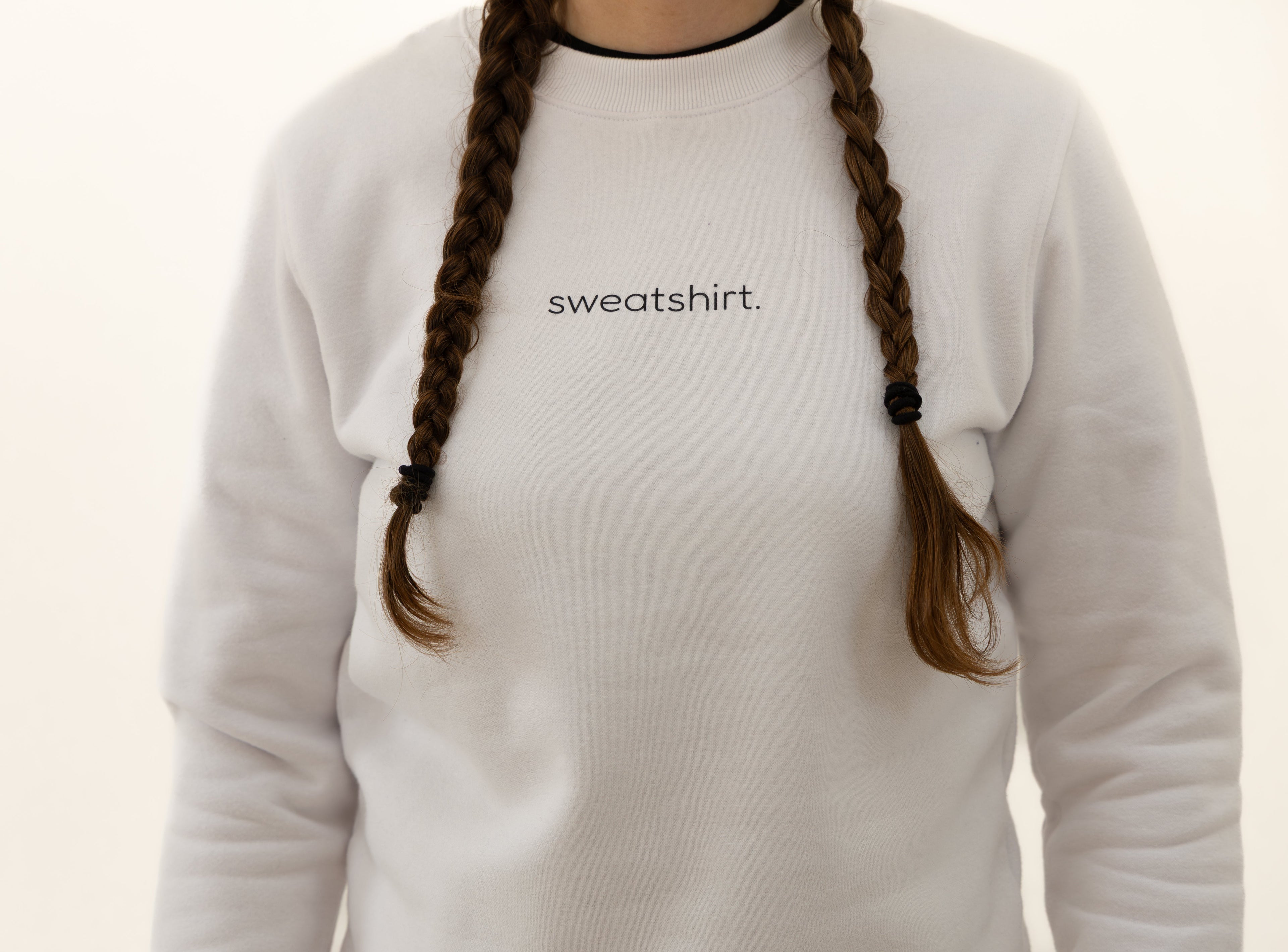 simple. sweatshirt. snug. white.