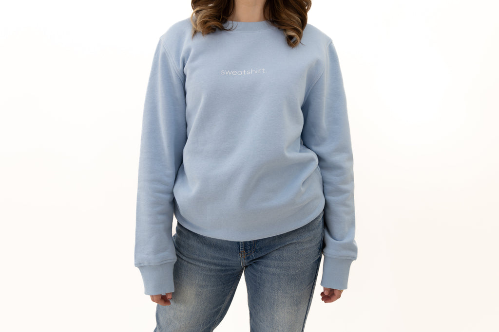 simple. sweatshirt. snug. light-blue.