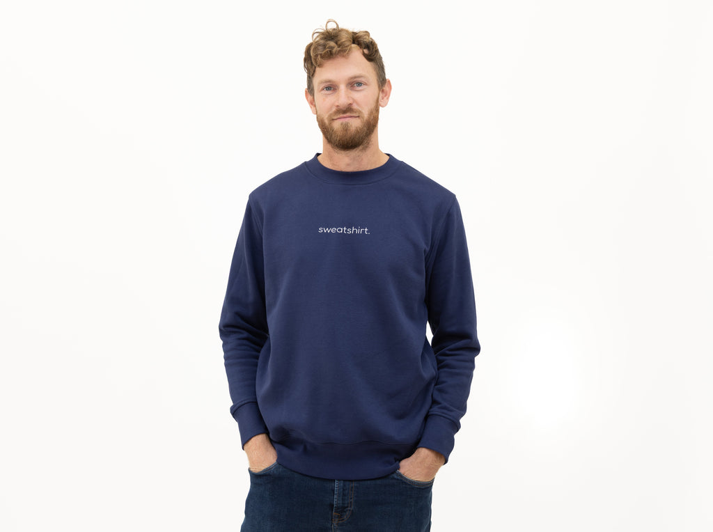 simple. sweatshirt. snug. navy.