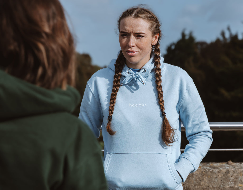 simple. hoodie. waffle. light-blue.