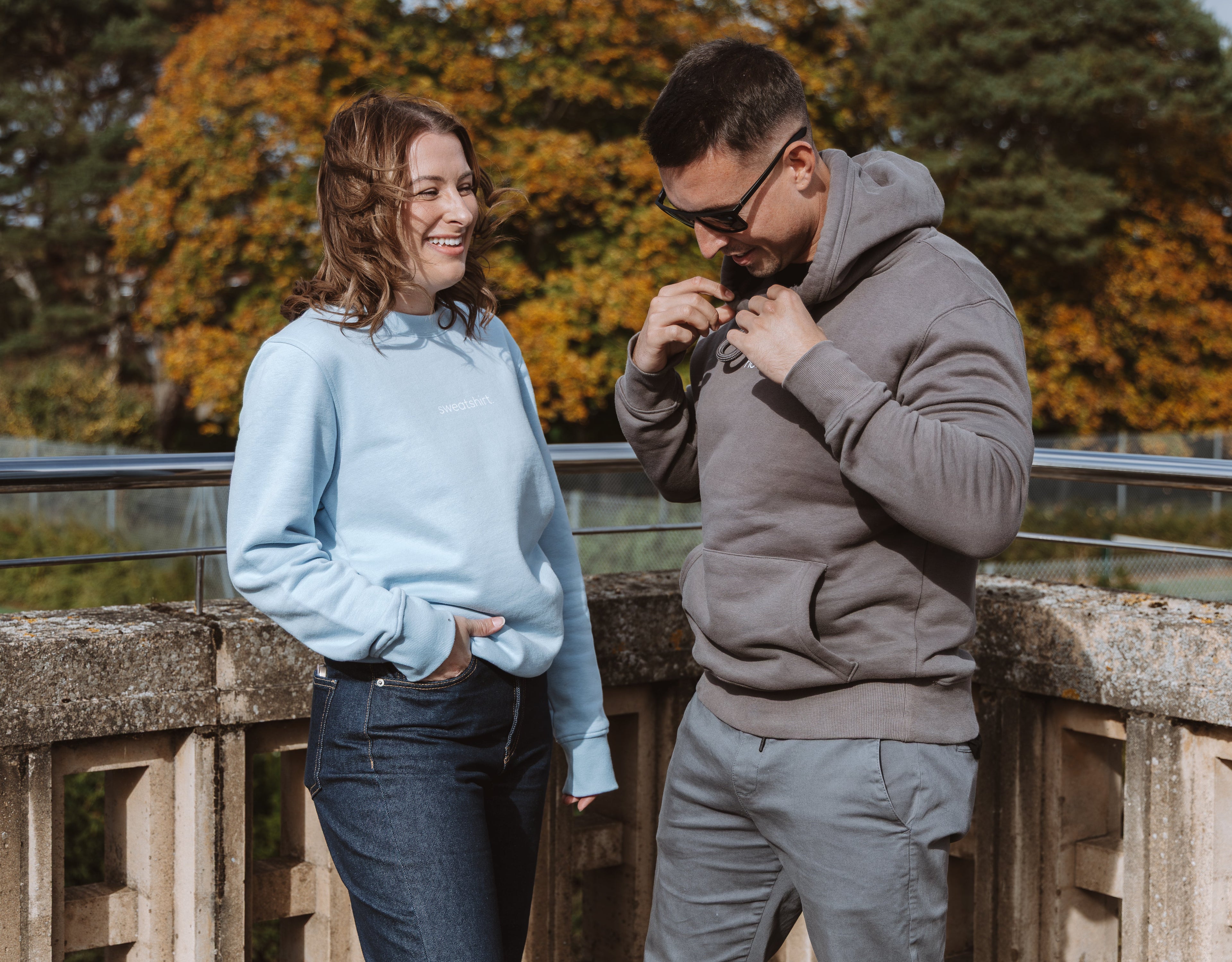 simple. sweatshirt. snug. light-blue.