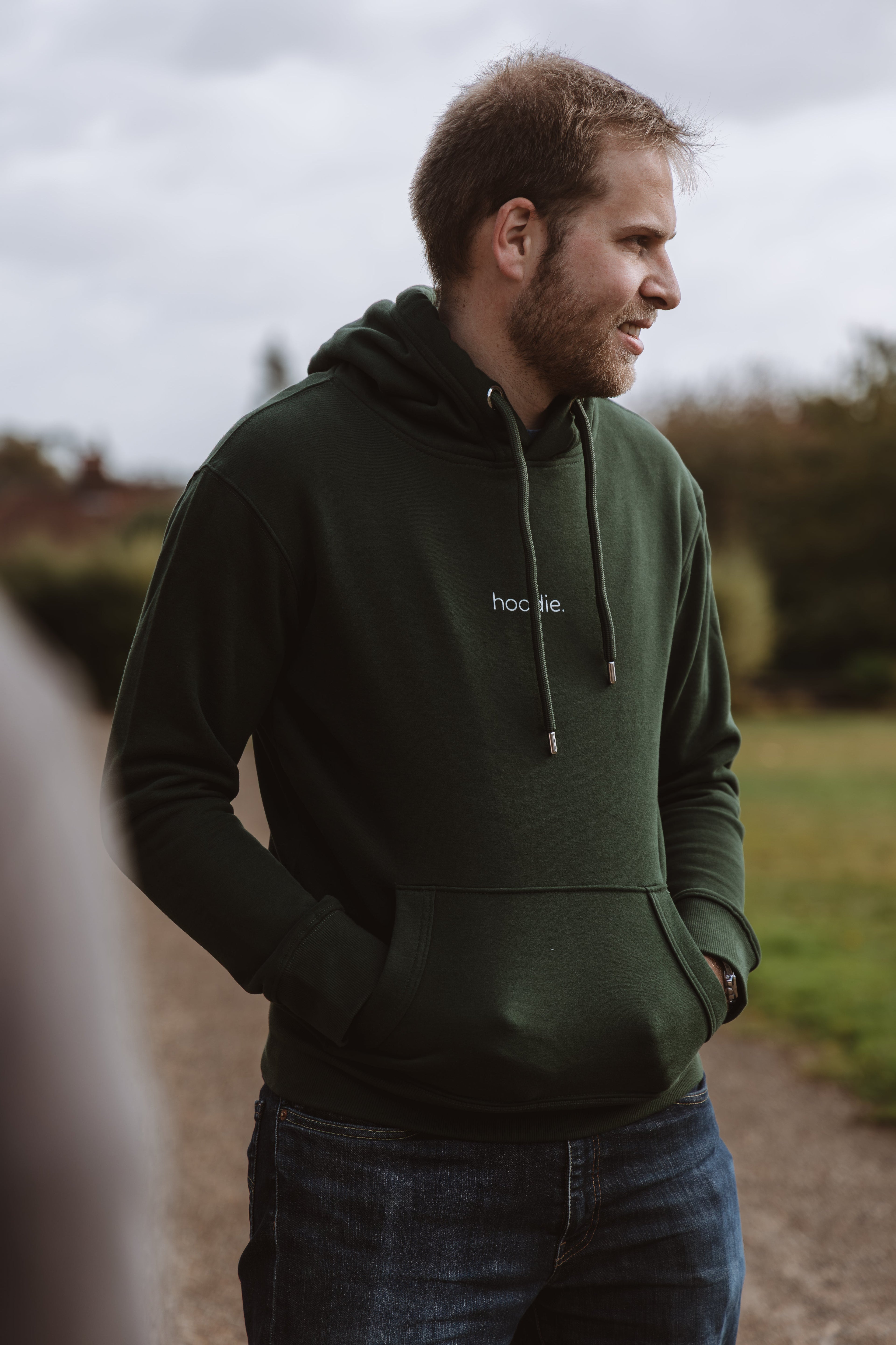 simple. hoodie. waffle. forest-green.