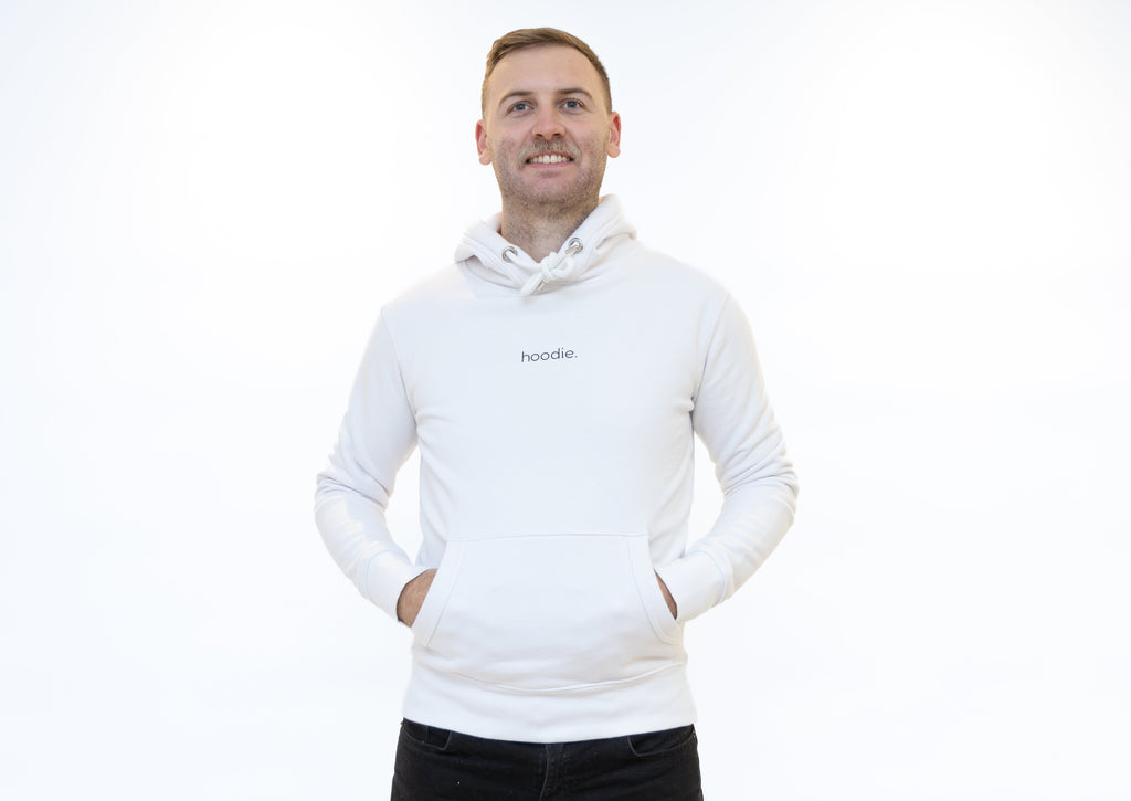 simple. hoodie. waffle. white.