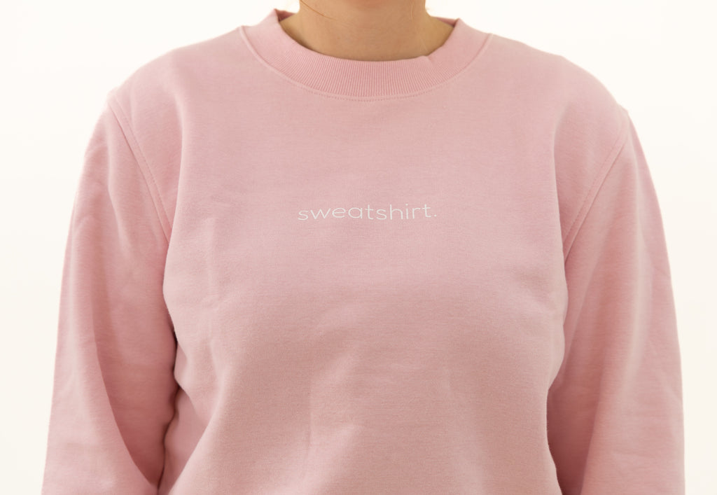 simple. sweatshirt. snug. pink.