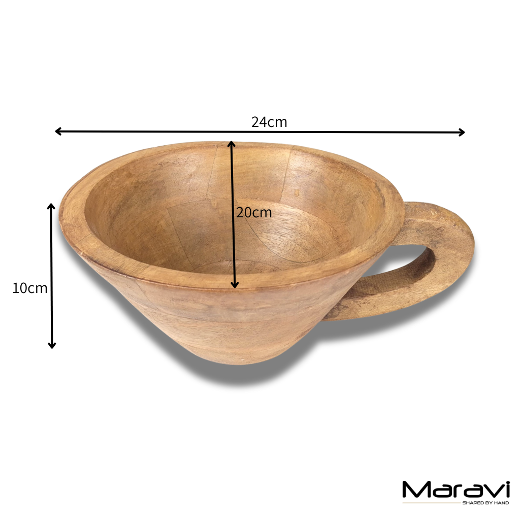 Baddo Mug Shape Wooden Bowl with Handle