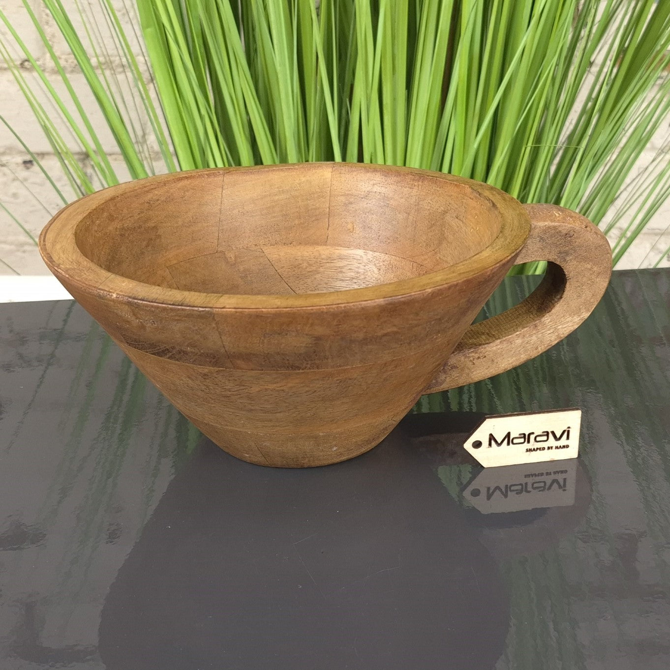 Baddo Mug Shape Wooden Bowl with Handle