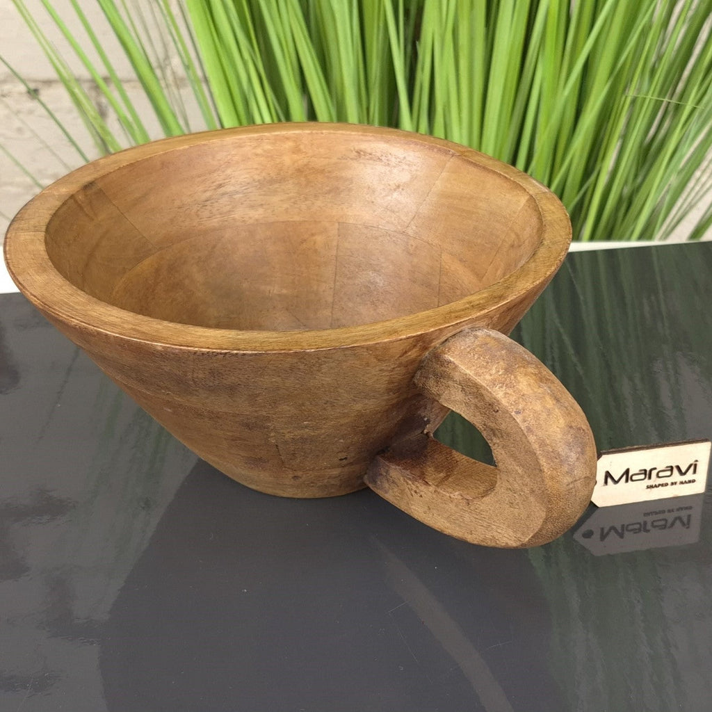 Baddo Mug Shape Wooden Bowl with Handle