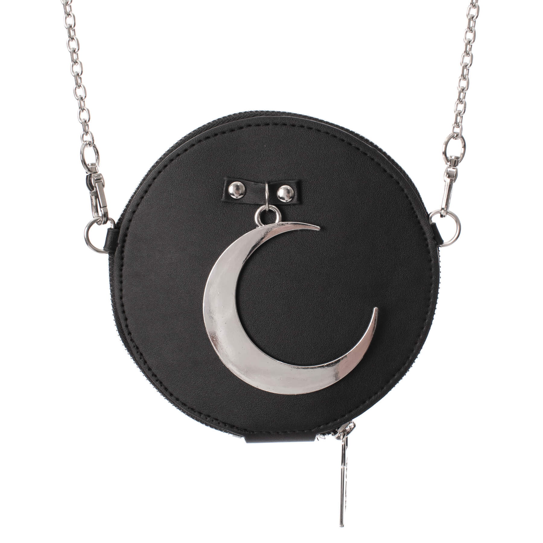 Poizen Industries Lunar Veil Black PU Leather Moon Coin Purse with Chain