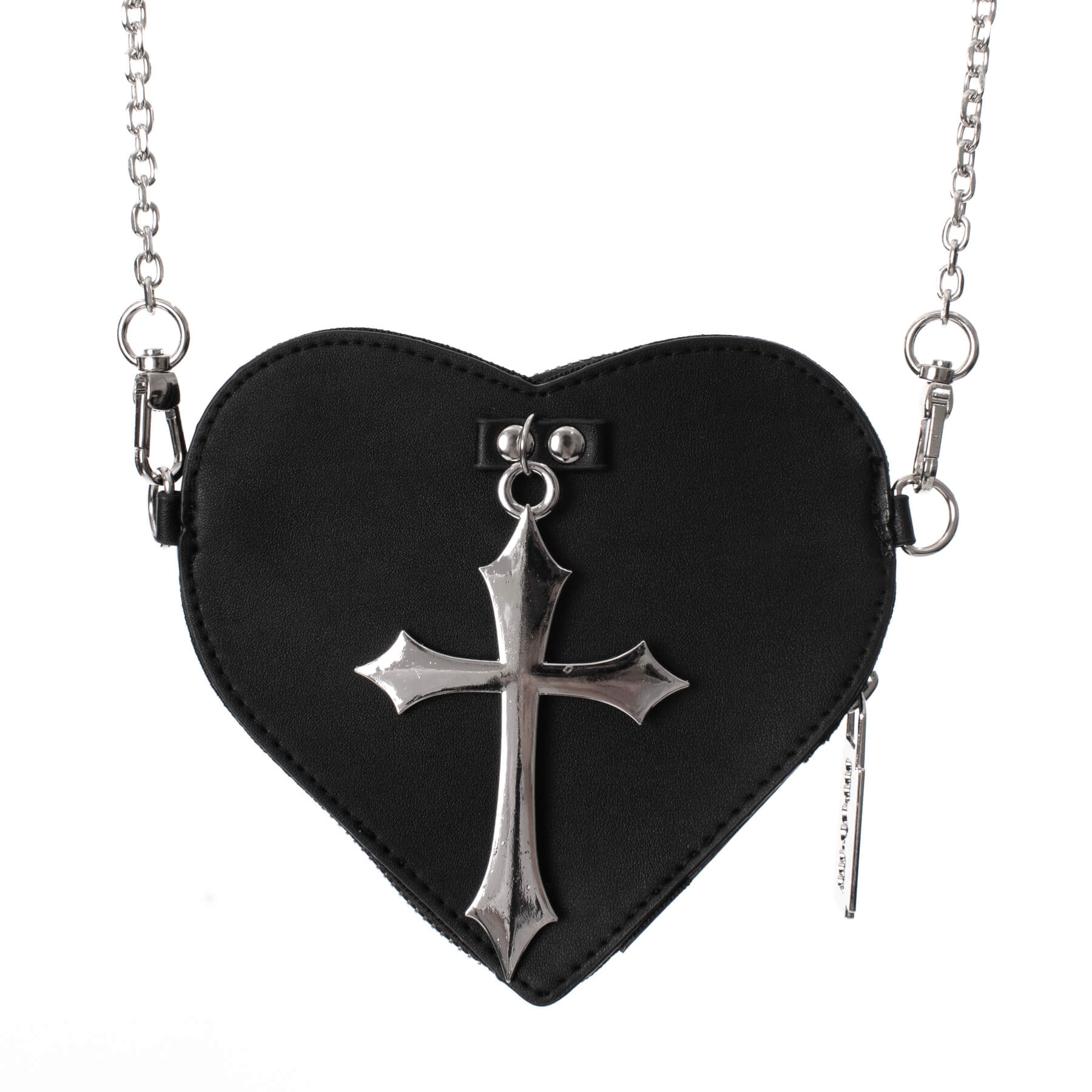 Poizen Industries Faithless Heart Coin Purse – Black PU Leather Cross