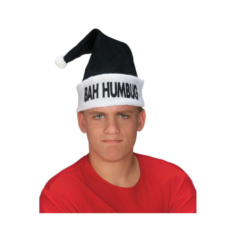PoundFun Bah-Humbug Christmas Hat – Funny Festive Novelty Bobble Hat