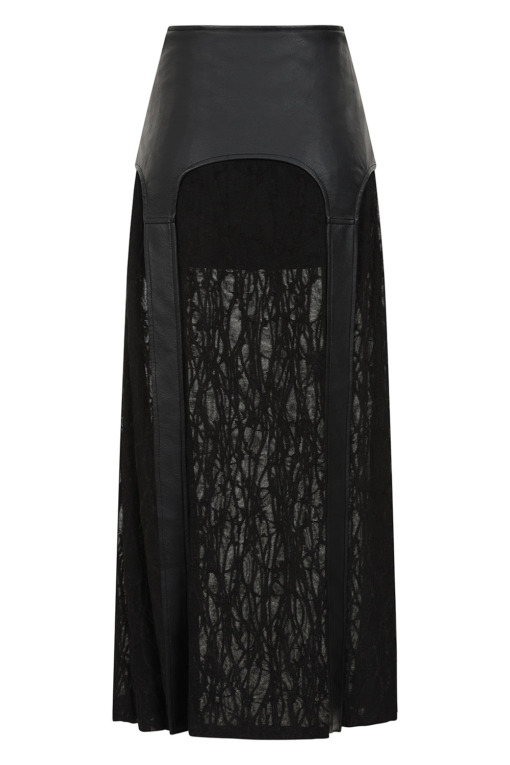 Banned Apparel Velkyn Faux Leather & Knit Panel Maxi Skirt - Black