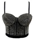 Banned Apparel Xenia Silver Studded Bustier Crop Top with Spikes