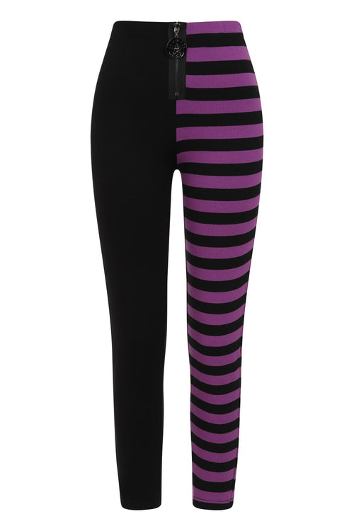 Banned Purple Striped Split Leg Leggings – High Waisted Gothic Style