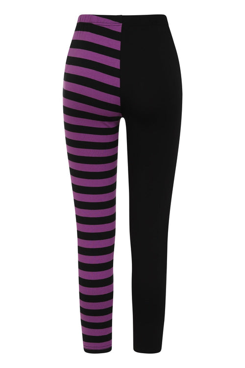 Banned Purple Striped Split Leg Leggings – High Waisted Gothic Style