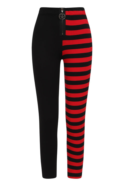 Banned Apparel Red Striped Split Leg Leggings – Gothic High Waisted