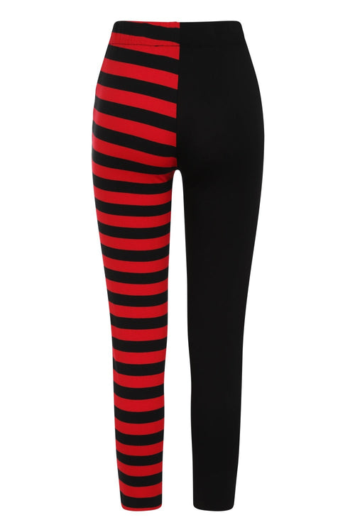 Banned Apparel Red Striped Split Leg Leggings – Gothic High Waisted