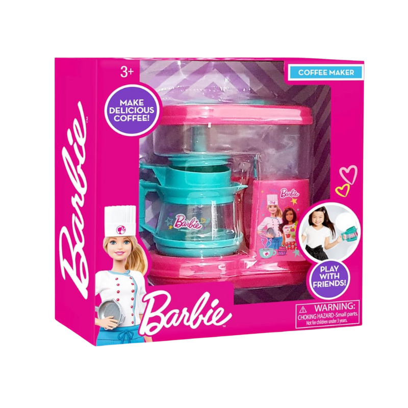 Barbie Coffee Maker Toy – Kids Pretend Play Kitchen Set by PoundFun