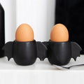 Kate's Clothing Bat Wing Egg Cup Set of 2 – Black Ceramic Gothic Decor