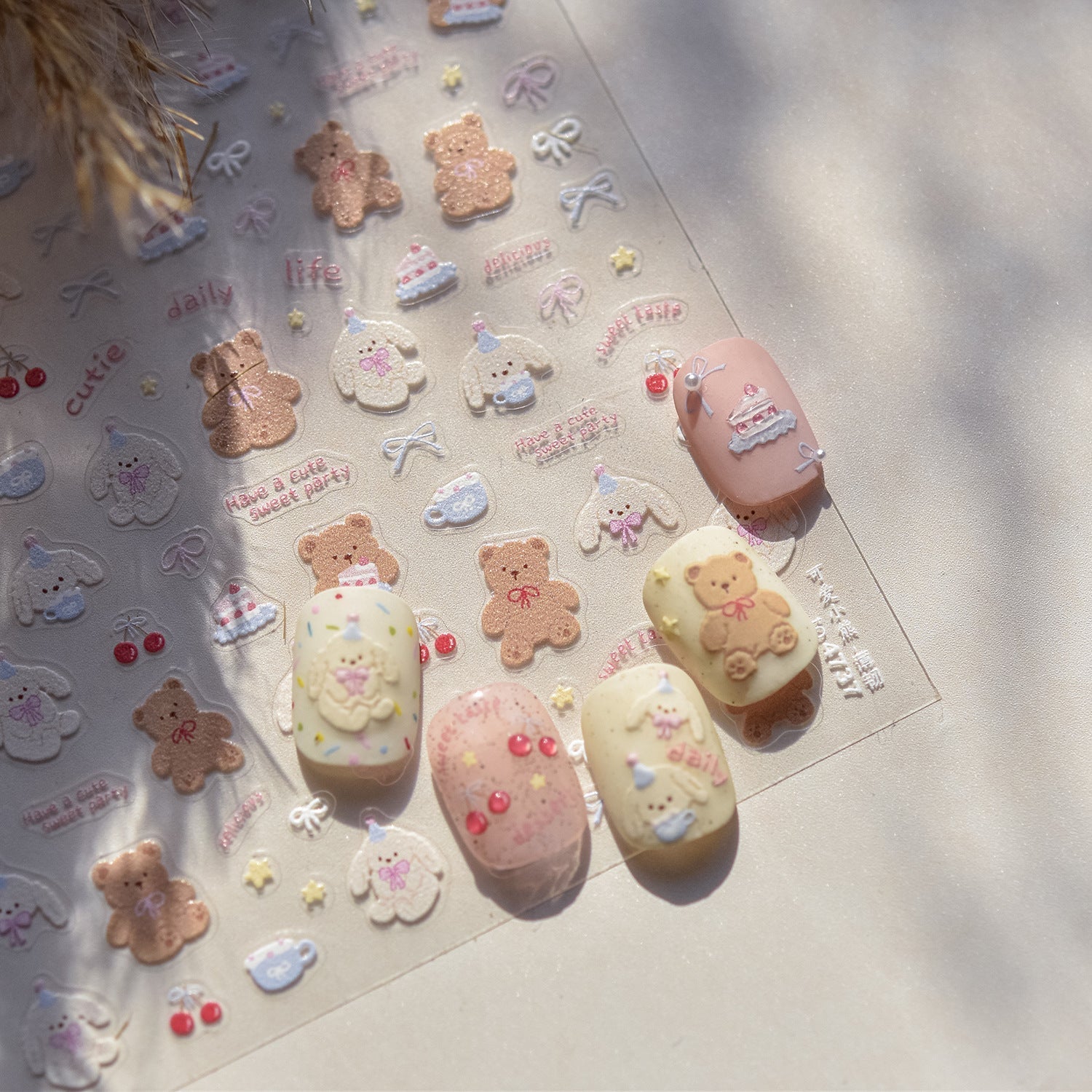 LuLuFun Studio Kitty and Bear Nail Art Stickers – DIY Manicure Decals
