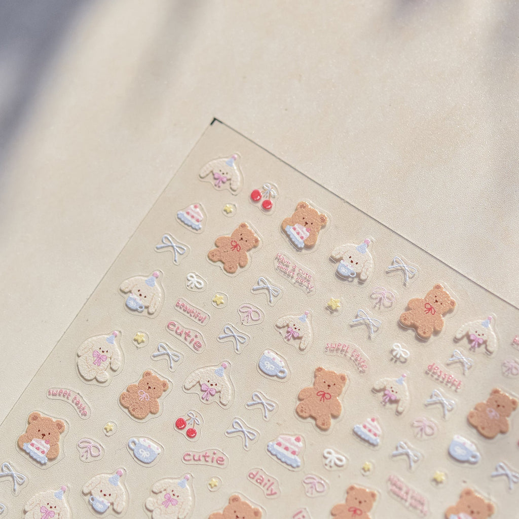 LuLuFun Studio Kitty and Bear Nail Art Stickers – DIY Manicure Decals