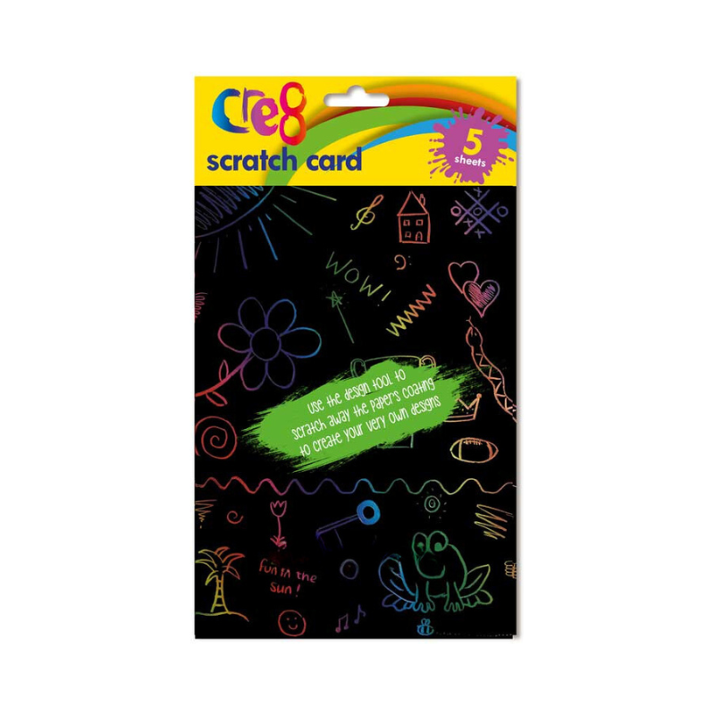 PoundFun A5 Rainbow Scratch Art Card - 5 Sheets for Kids Creative Crafts