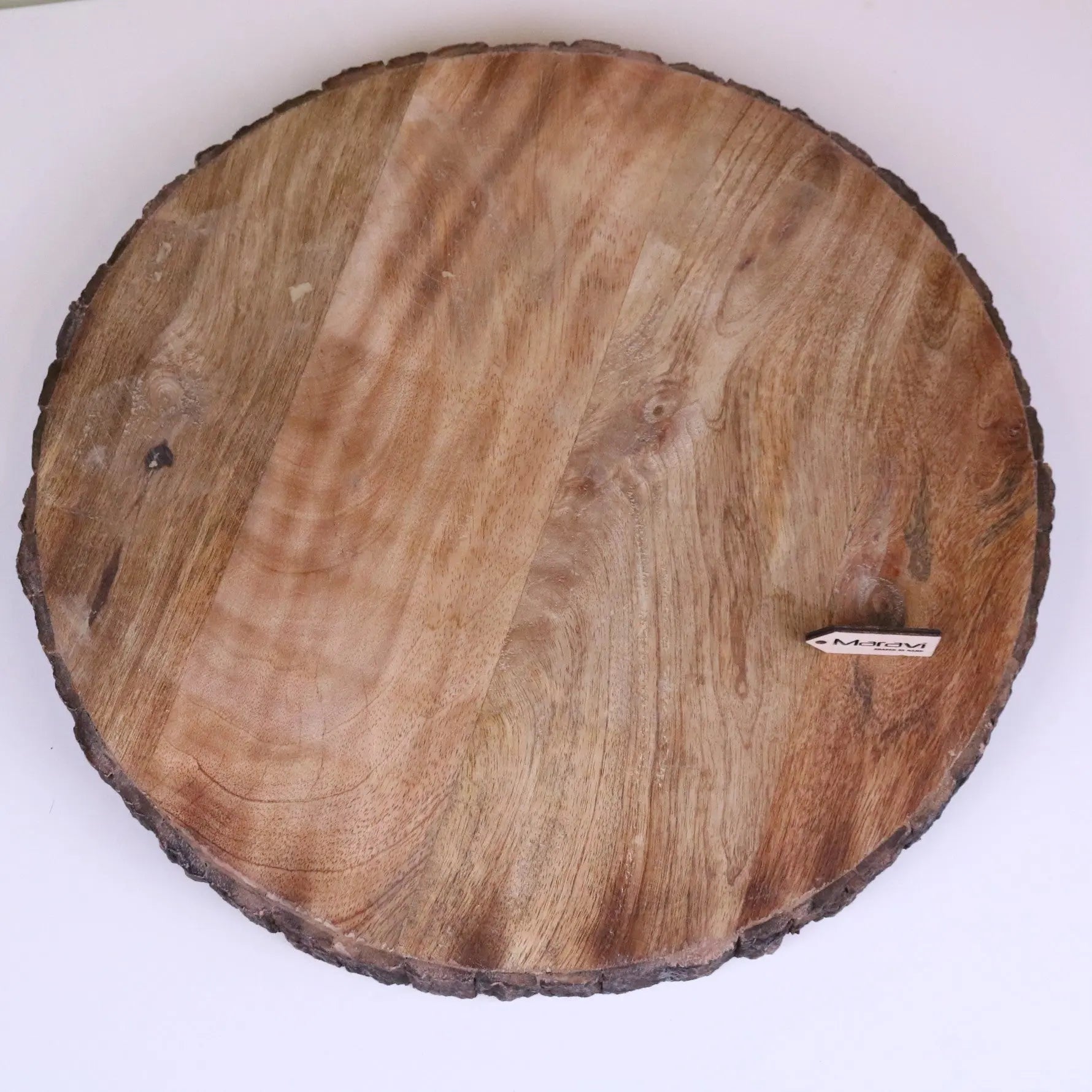 Bhimra Round Wooden Chopping Board Bark Edge 42cm