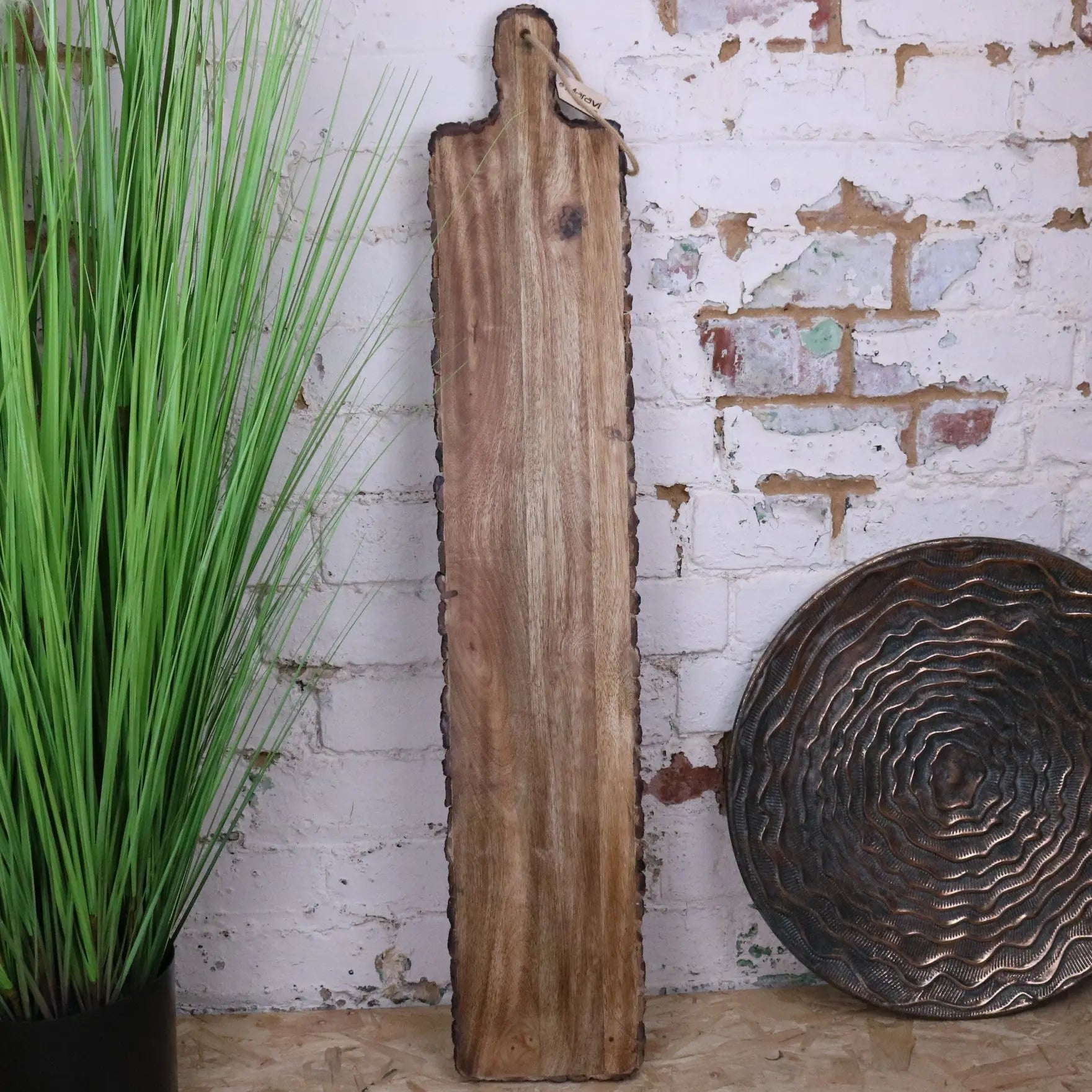 Bhimra Wooden Long Serving Board 101cm Bark Edge