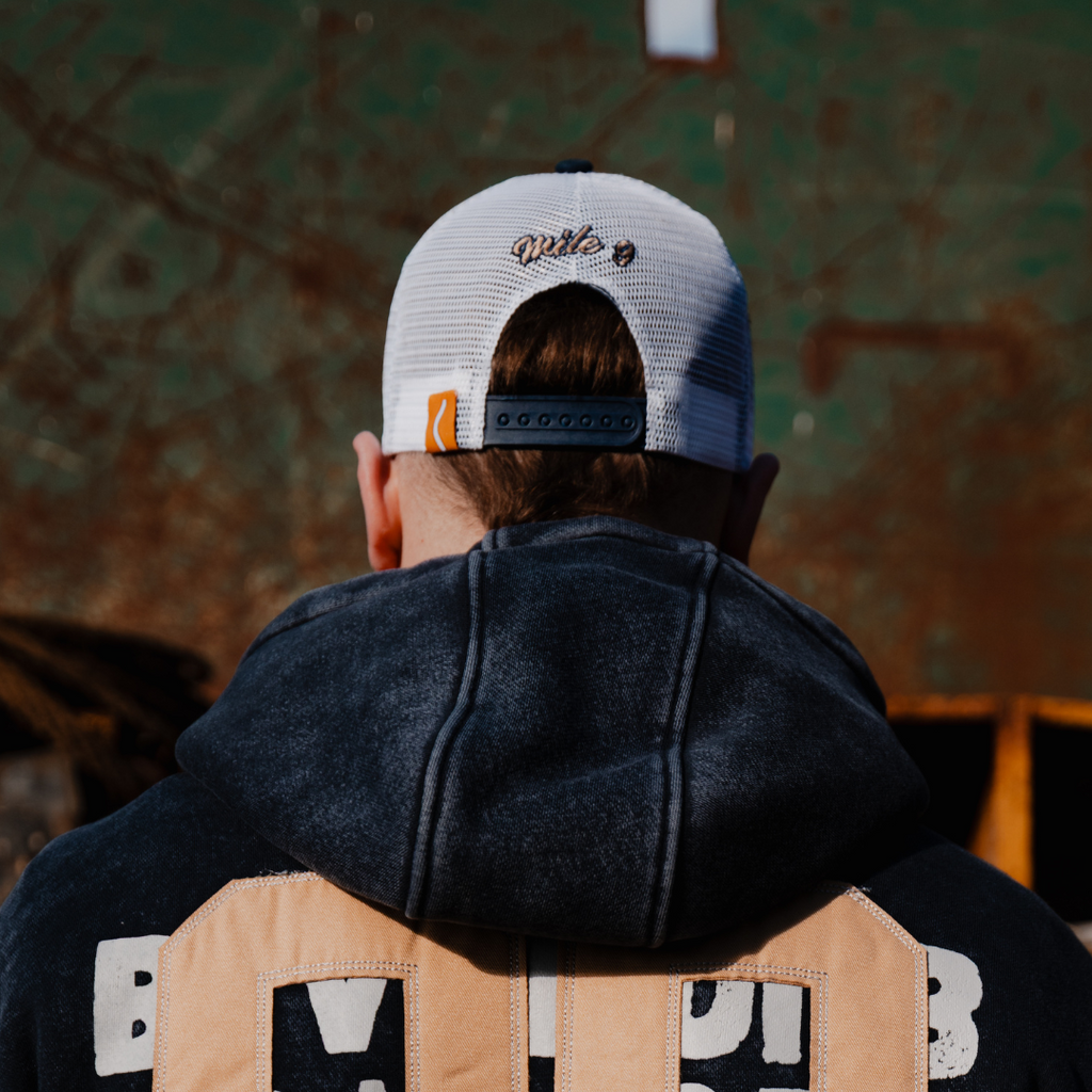 Uggly and Co Navy Parts & Spares '09' Vintage Moto Trucker Hat