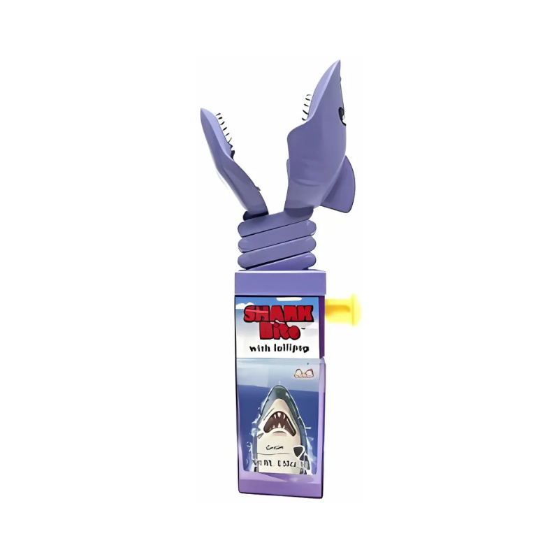 BIP Shark Bite Strawberry Lollipop – Interactive Novelty Candy Toy