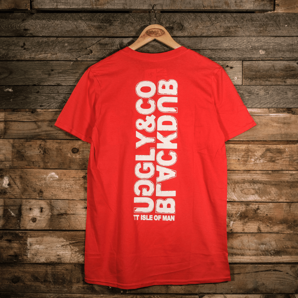Uggly and Co Red Box Tee – 100% Cotton Motorcycle Graphic T-Shirt