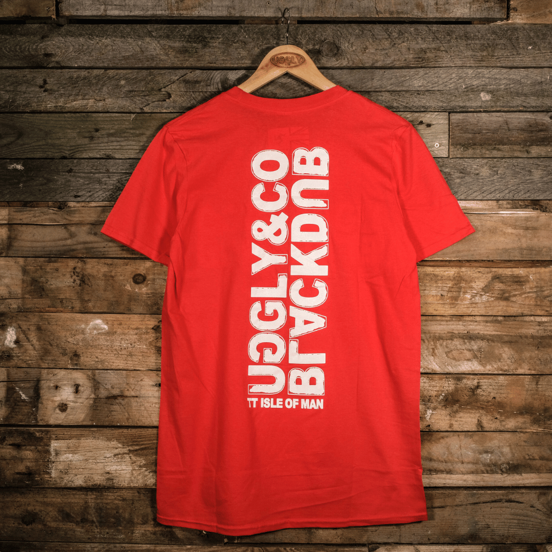Uggly and Co Red Box Tee – 100% Cotton Motorcycle Graphic T-Shirt