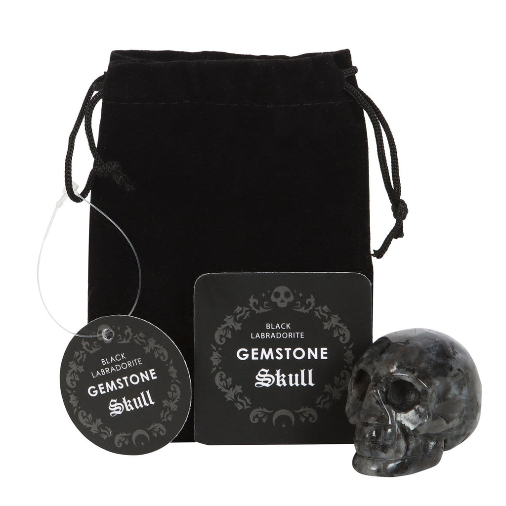 Kate's Clothing Black Labradorite Crystal Skull – Gothic Desk Accessory