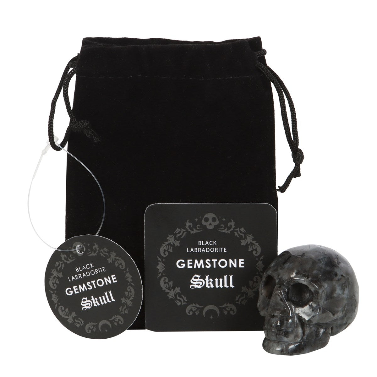 Kate's Clothing Black Labradorite Crystal Skull – Gothic Desk Accessory