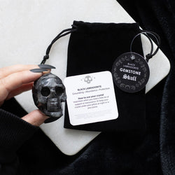 Kate's Clothing Black Labradorite Crystal Skull – Gothic Desk Accessory