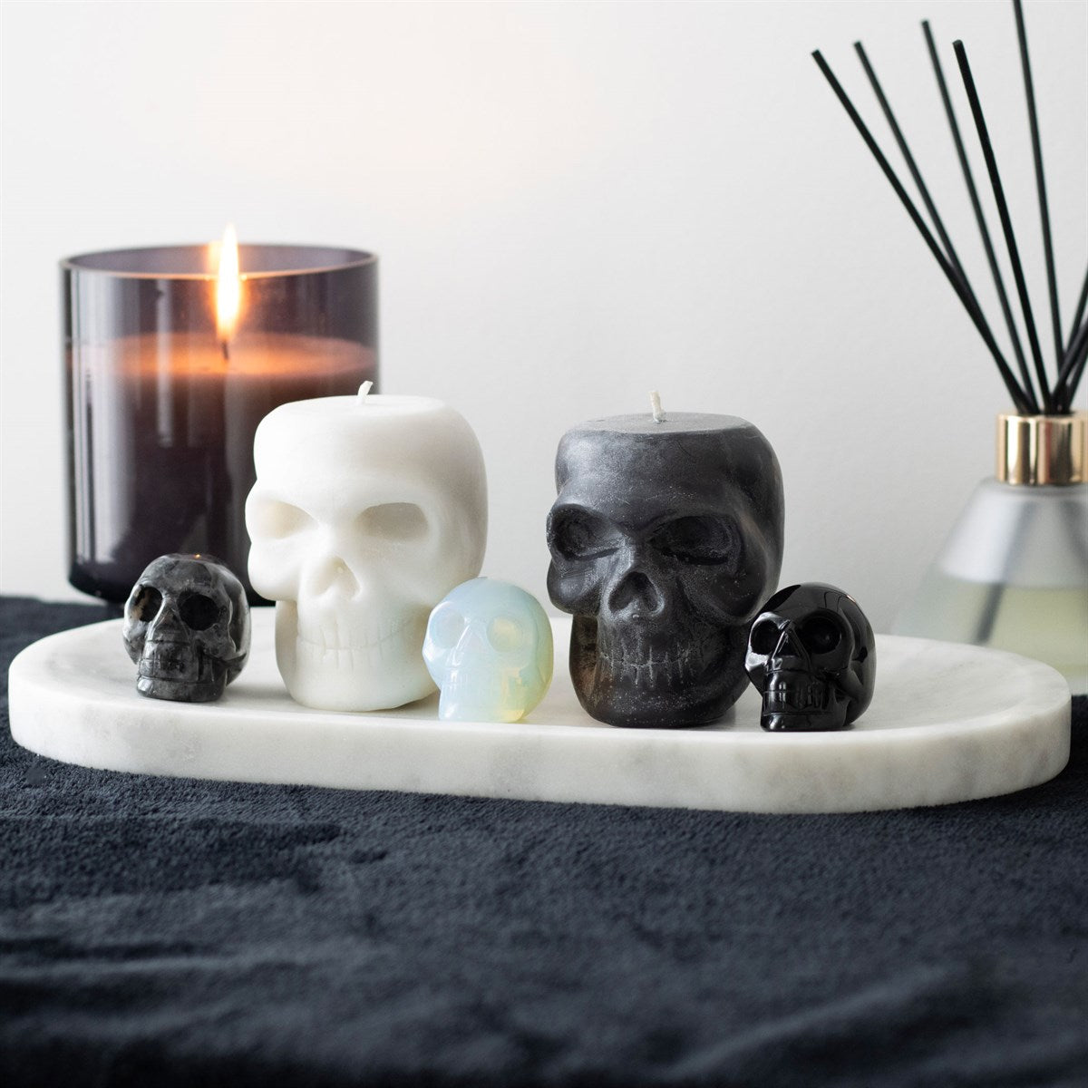 Kate's Clothing Black Labradorite Crystal Skull – Gothic Desk Accessory