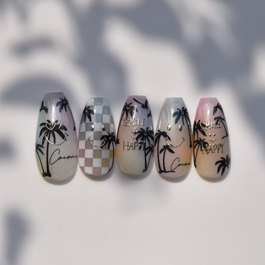 LuLuFun Studio Black Palm Tree Nail Art Stickers - Ultra-Thin Decals