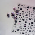 LuLuFun Studio Black Pink Kitty Nail Deco Stickers - DIY Nail Art