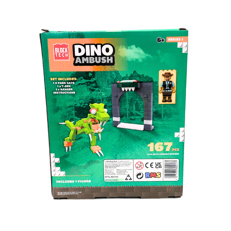 Block Tech Dino Ambush Building Set - 167 Piece Dinosaur Construction Toy
