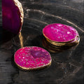 Orsina Pink Agate Coasters with Gold Edging - Set of 4 Stone Rounds