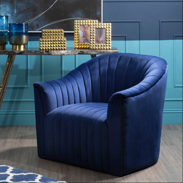 Orsina Opel Deep Blue Velvet Armchair – Tufted Designer Accent Chair