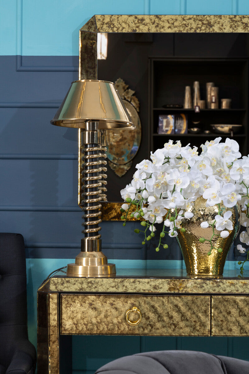 Orsina Nura Large Gold Ceramic Vase – Tall Meiping Inspired Decor
